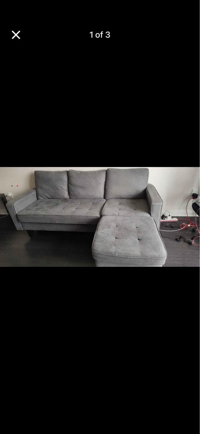 Grey Sectional Sofa with Ottoman