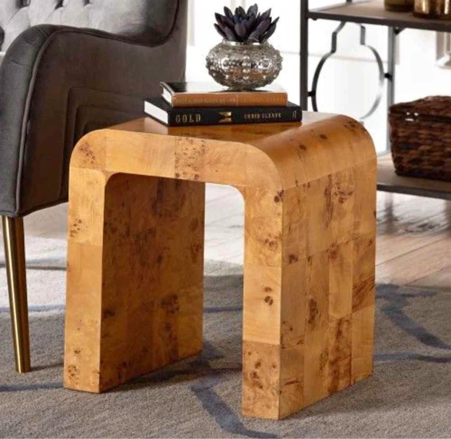 New Natural Burl Wood End Table - photo 4