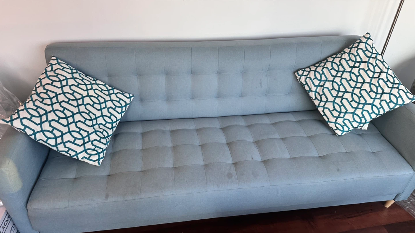 Light Blue Sofa and Storage Ottoman - photo 3