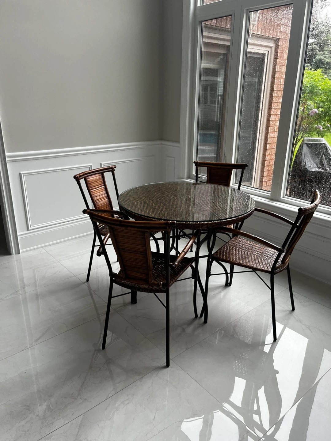 Wicker Patio Dining Set with Glass Table - photo 2