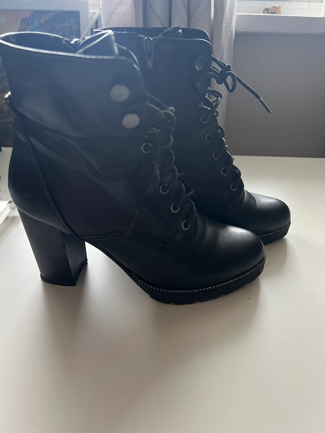 Black Lace-Up Heeled Ankle Boots by K Studio - photo 3