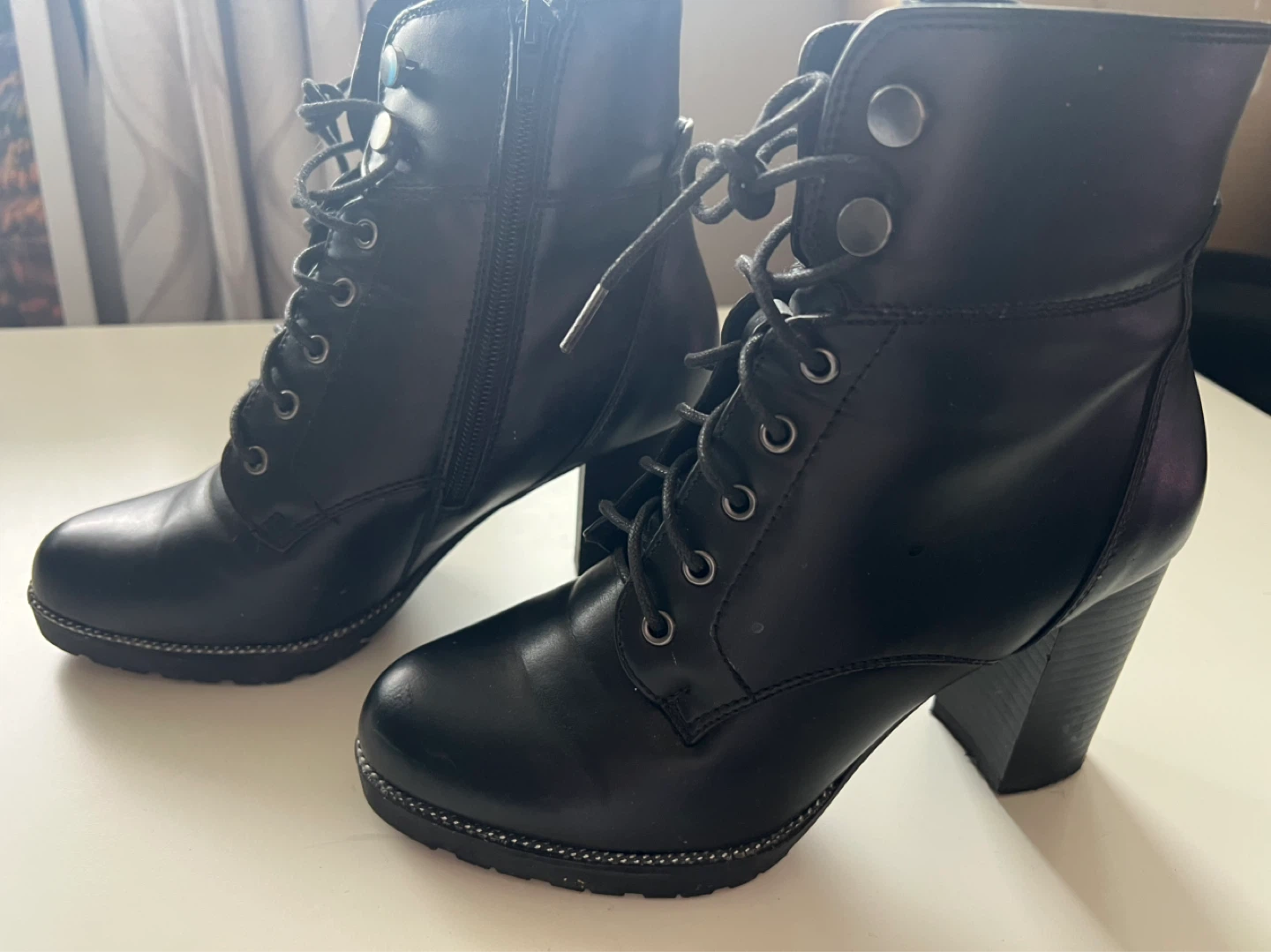 Black Lace-Up Heeled Ankle Boots by K Studio - photo 4