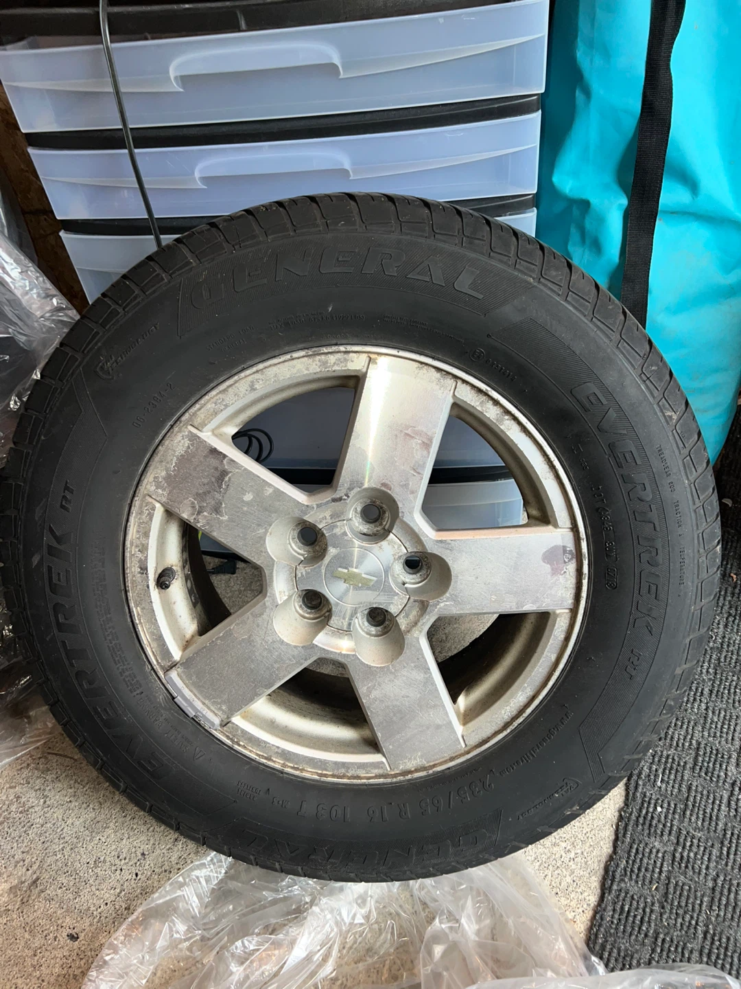 4 General EverTrek RT Tires + Chevrolet 16” Rims Size: 225/65R16