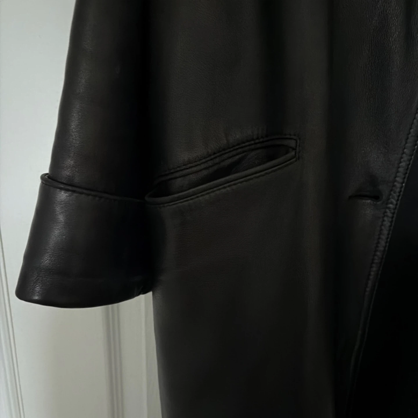 Lyn Black Leather Coat Size 10 - photo 4