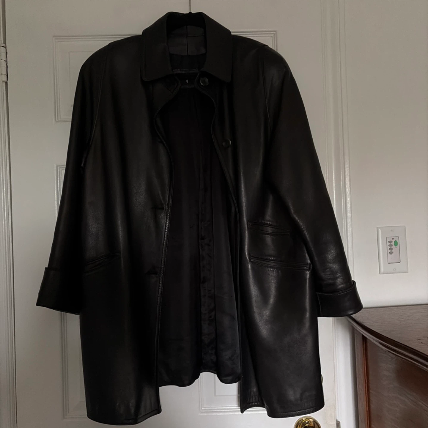 Lyn Black Leather Coat Size 10