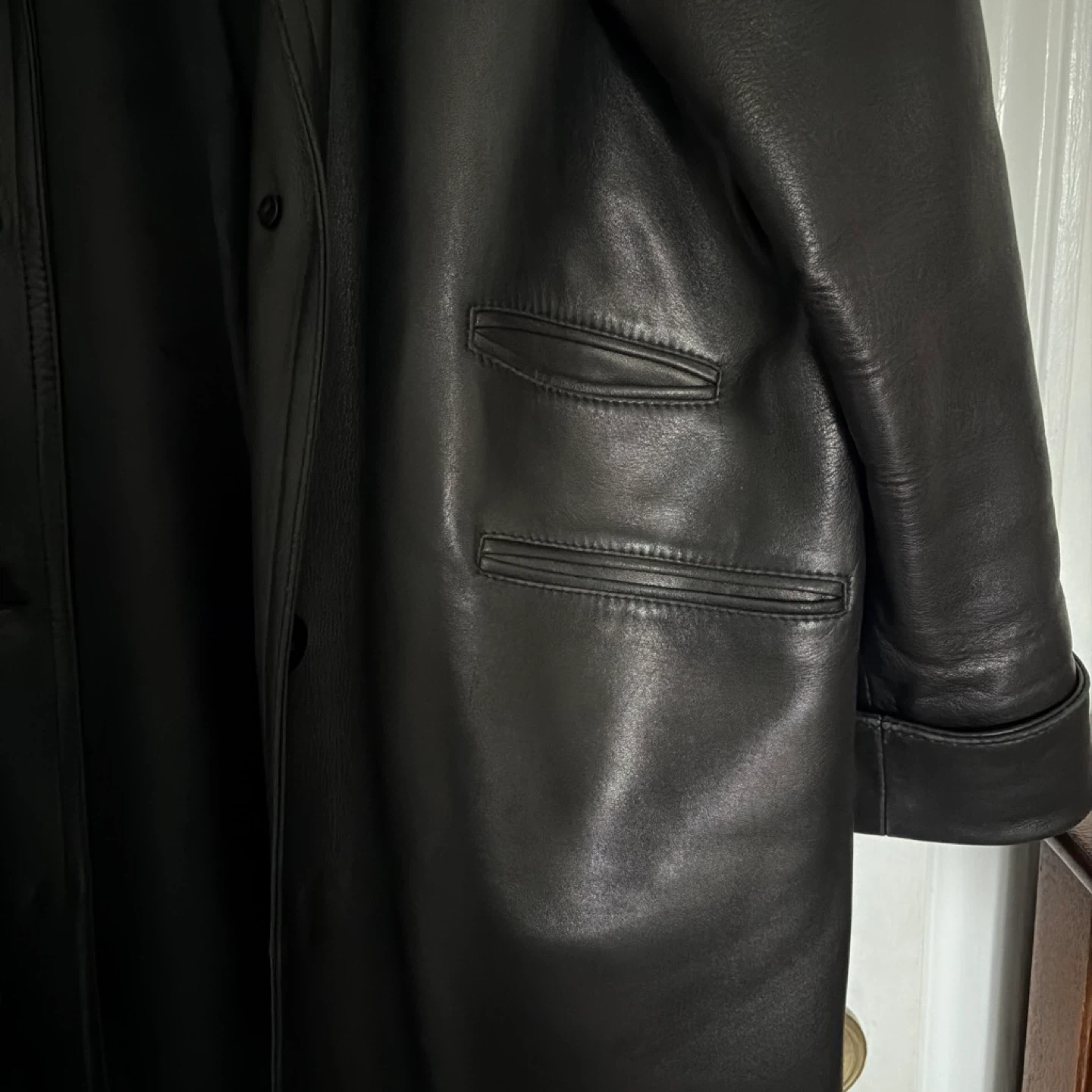 Lyn Black Leather Coat Size 10 - photo 3