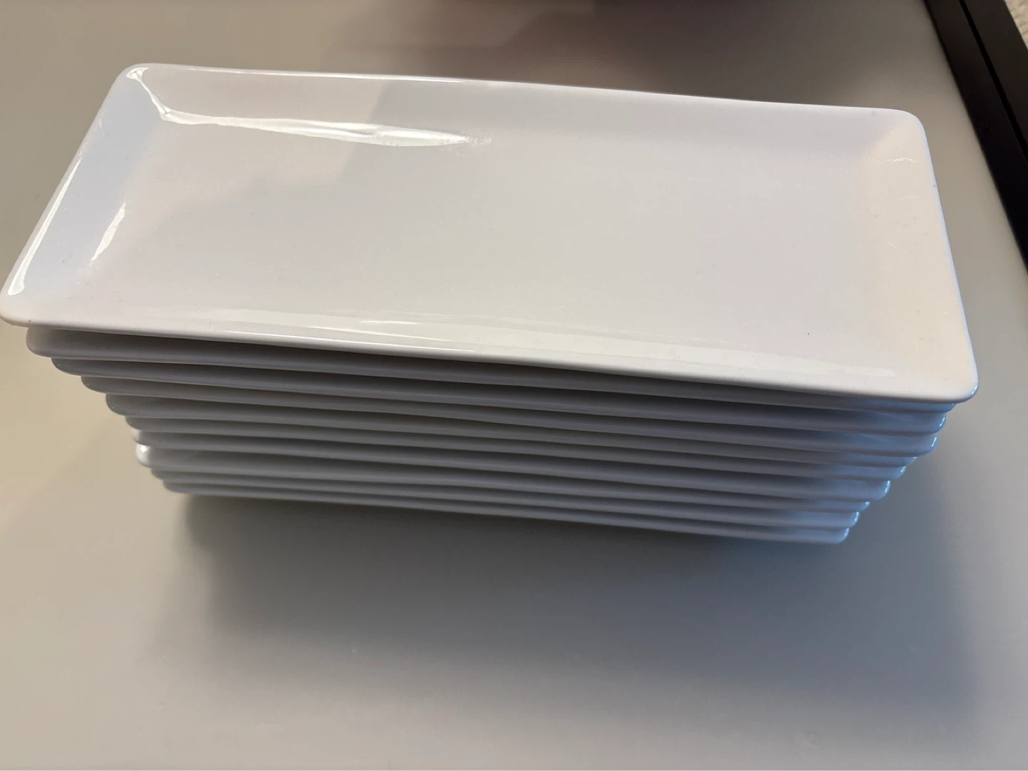 Set of 10 White Rectangular Serving Plates