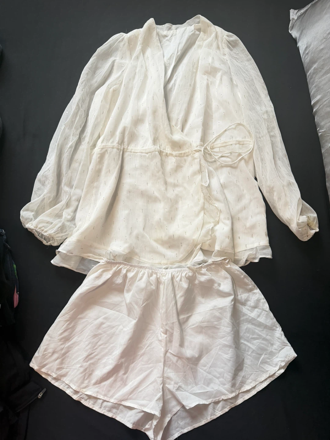 White Wrap dress Set