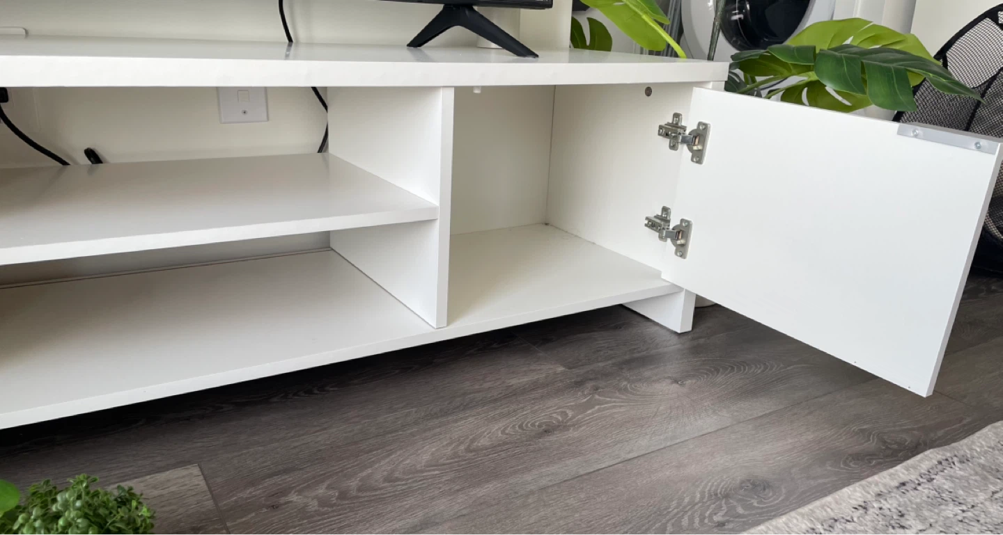 White TV Stand with Storage - photo 2