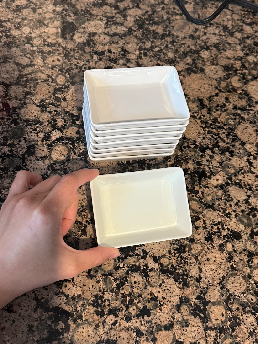 Set of 8 White Ceramic Small Rectangular Dishes - photo 2