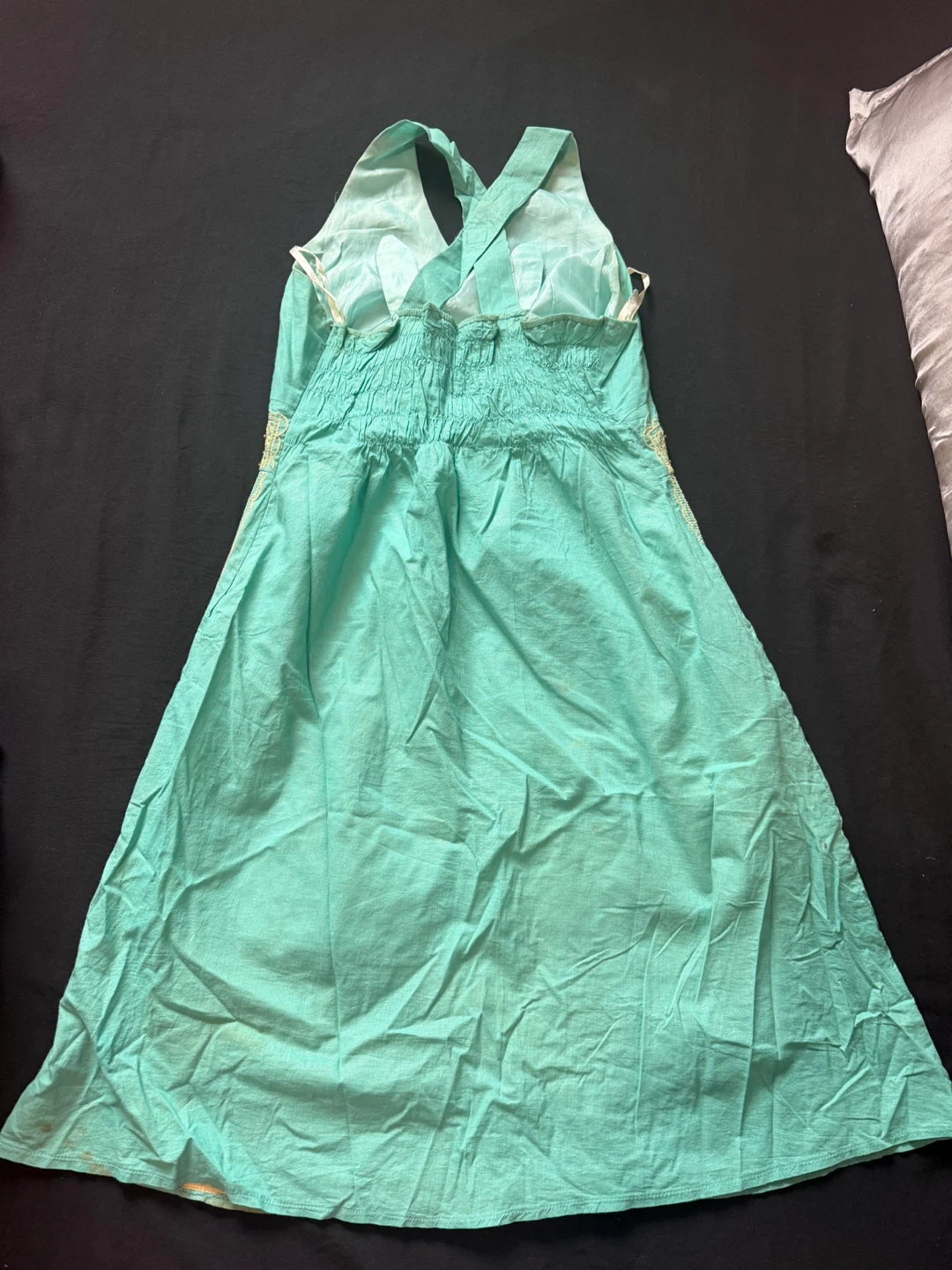 Blue Embroidered Halter Dress - photo 4