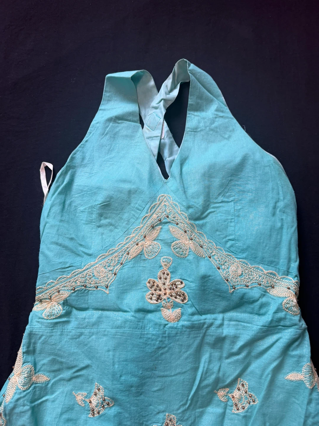 Blue Embroidered Halter Dress - photo 3