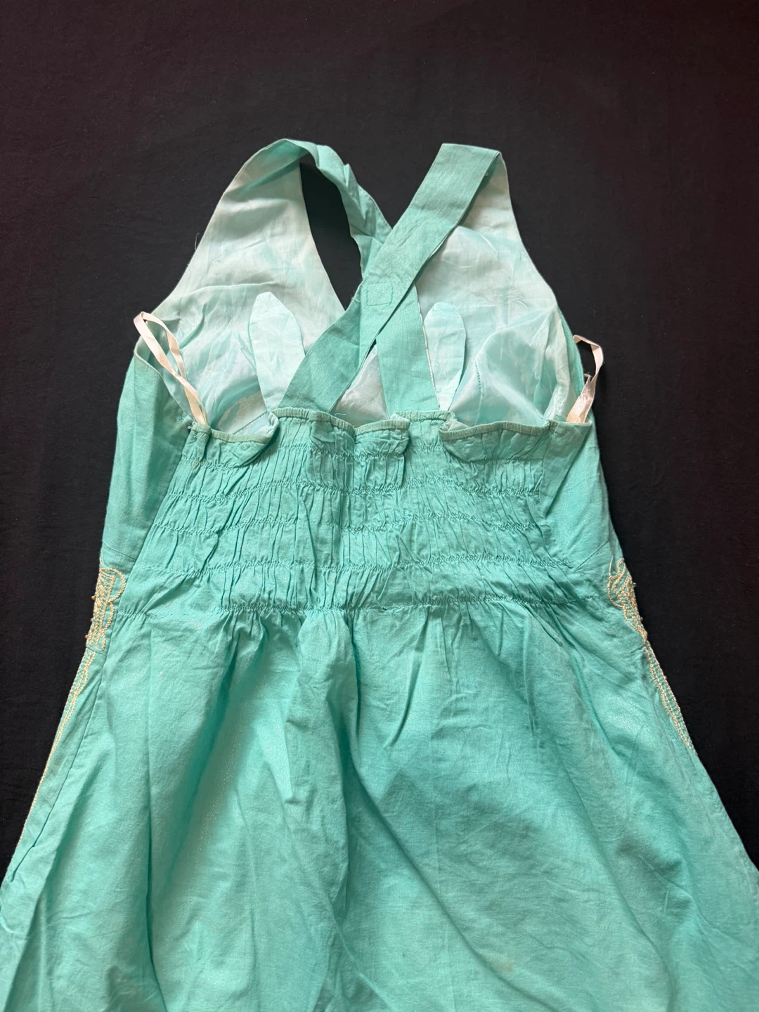 Blue Embroidered Halter Dress - photo 5