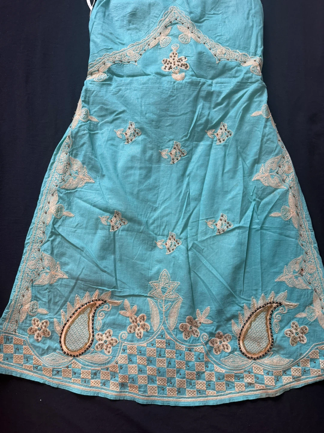 Blue Embroidered Halter Dress - photo 2