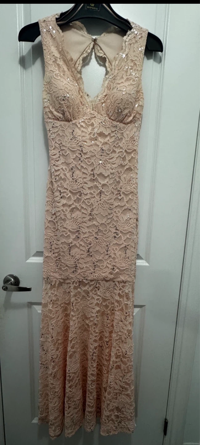 Peach Lace Sparkle Maxi Dress - photo 2