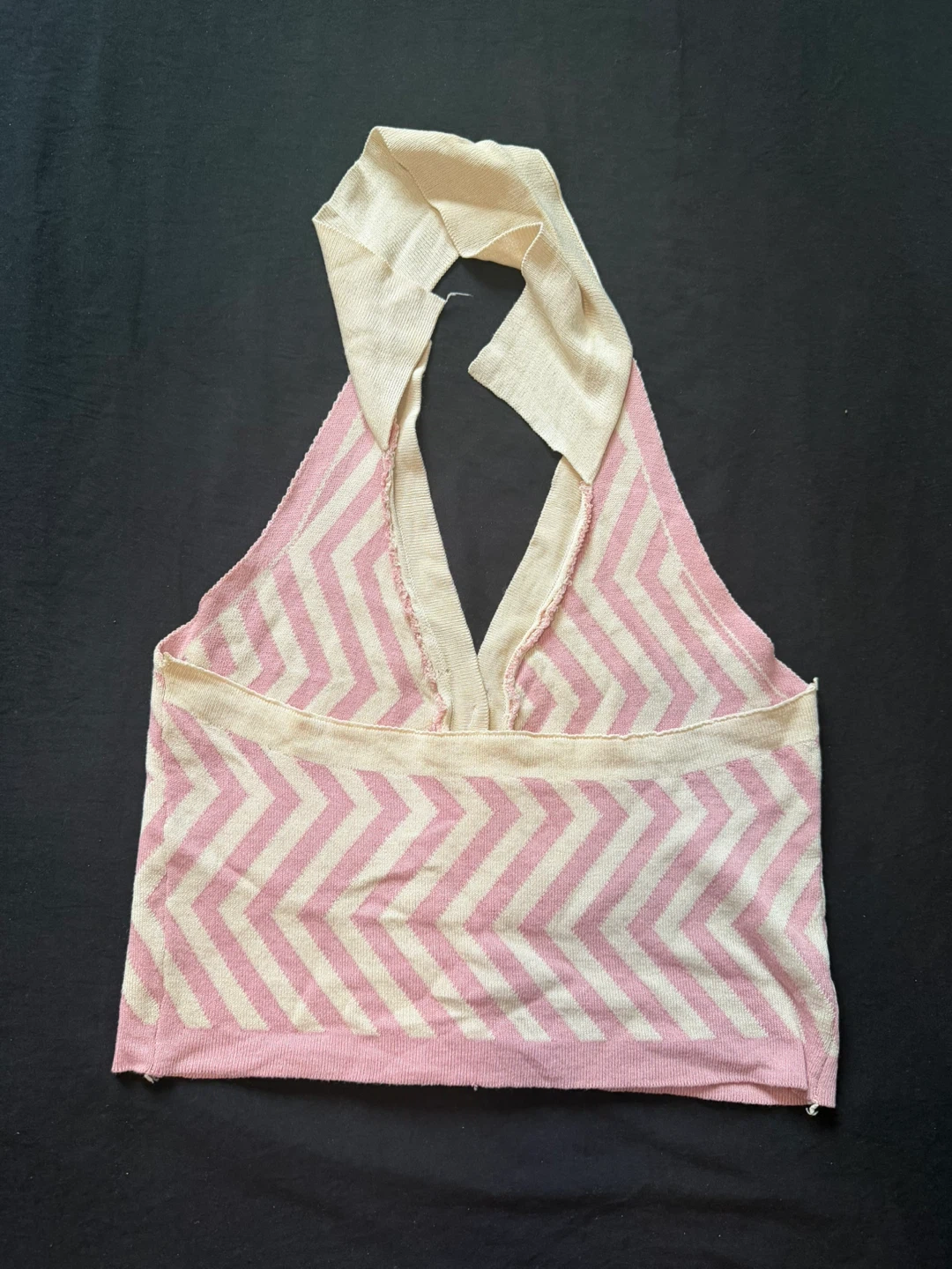 Pink and Cream Chevron Halter Top - photo 3