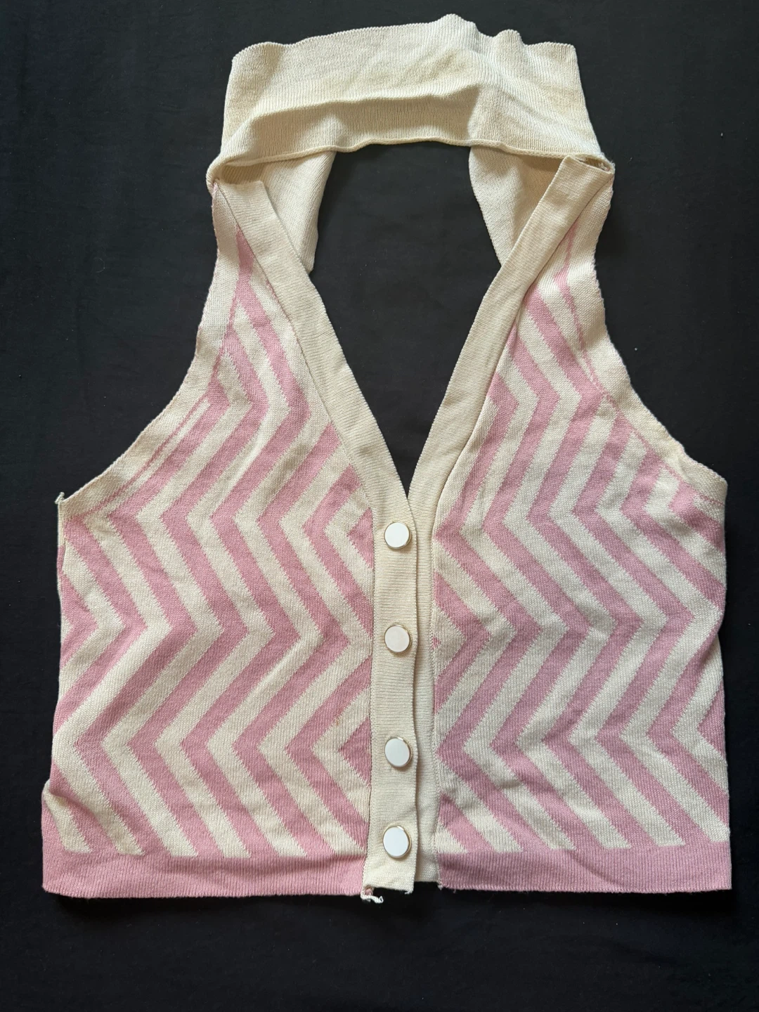 Pink and Cream Chevron Halter Top - photo 2