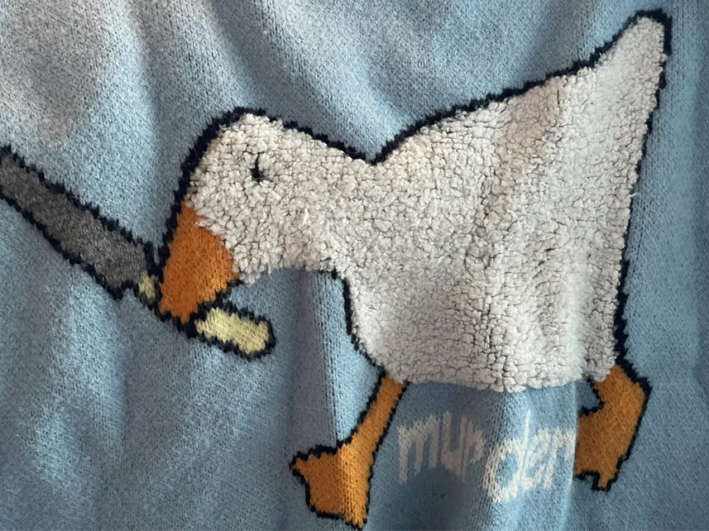 Unisex Large Aelfric Eden Light Blue Goose "Murder" Sweater - photo 4