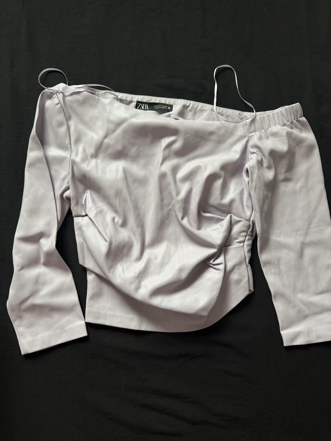 ZARA Off-the-Shoulder Faux Leather Top - photo 3