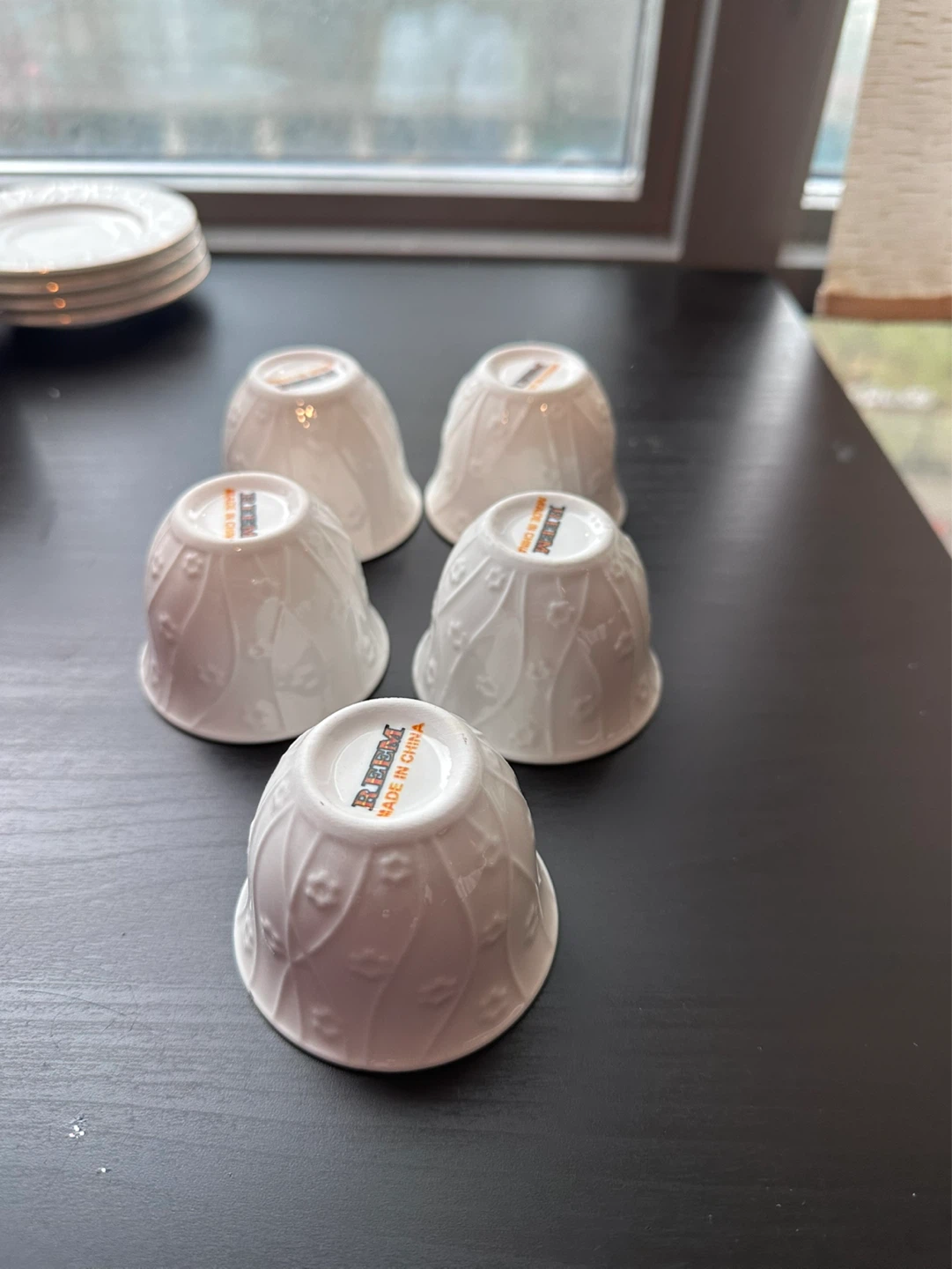 Set of 5 White Ceramic Tea Cups with Saucers - photo 4