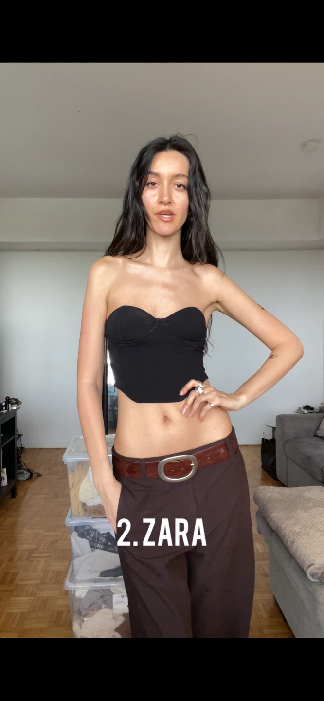 Black Strapless Bustier Corset Top by Zara