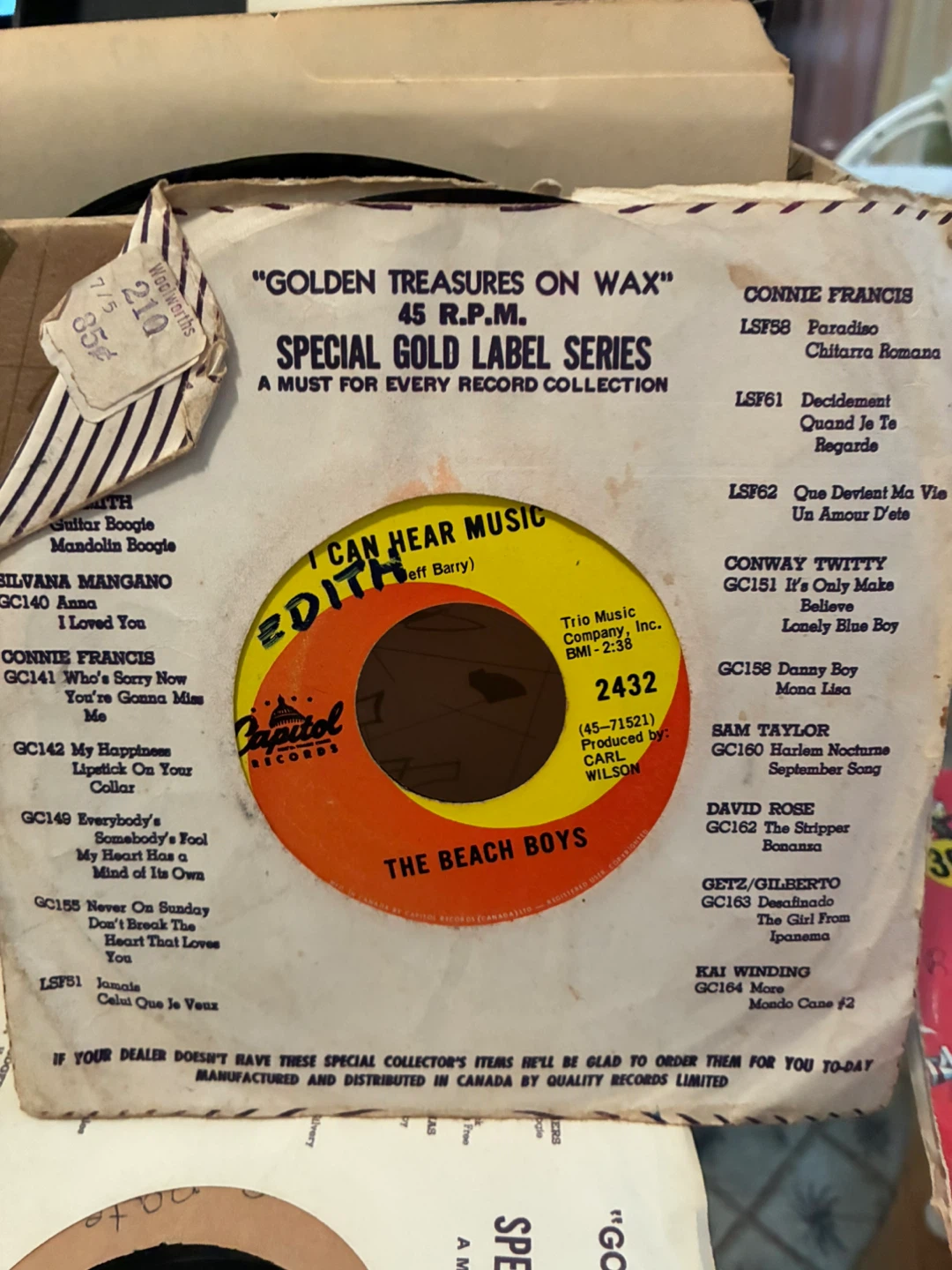 The Beach Boys 45 vinyl – I Can Hear Music / All I Want To Do - photo 4