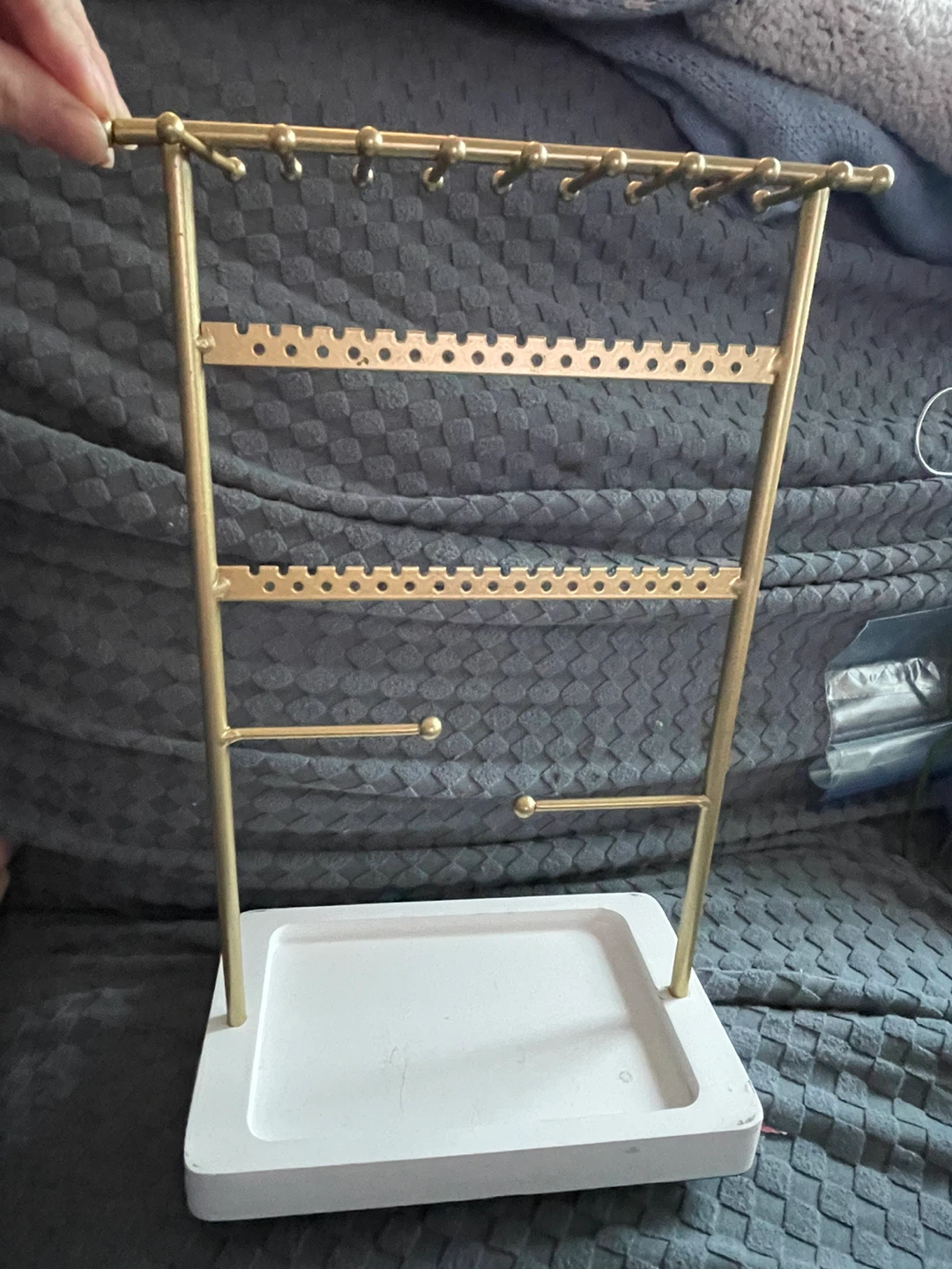 Gold Jewellery Stand with White Tray