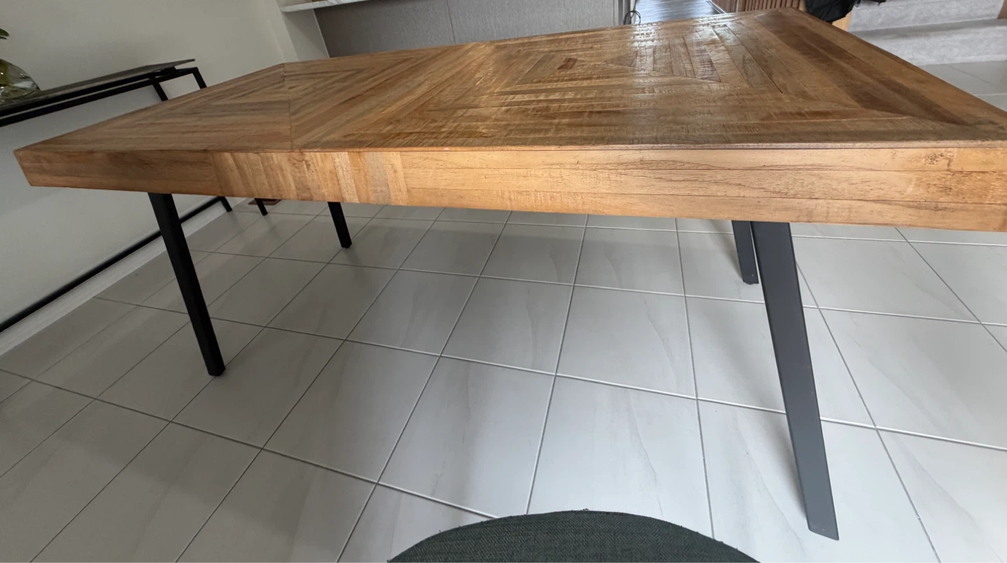 Wooden Dining Table with Geometric Pattern - photo 3