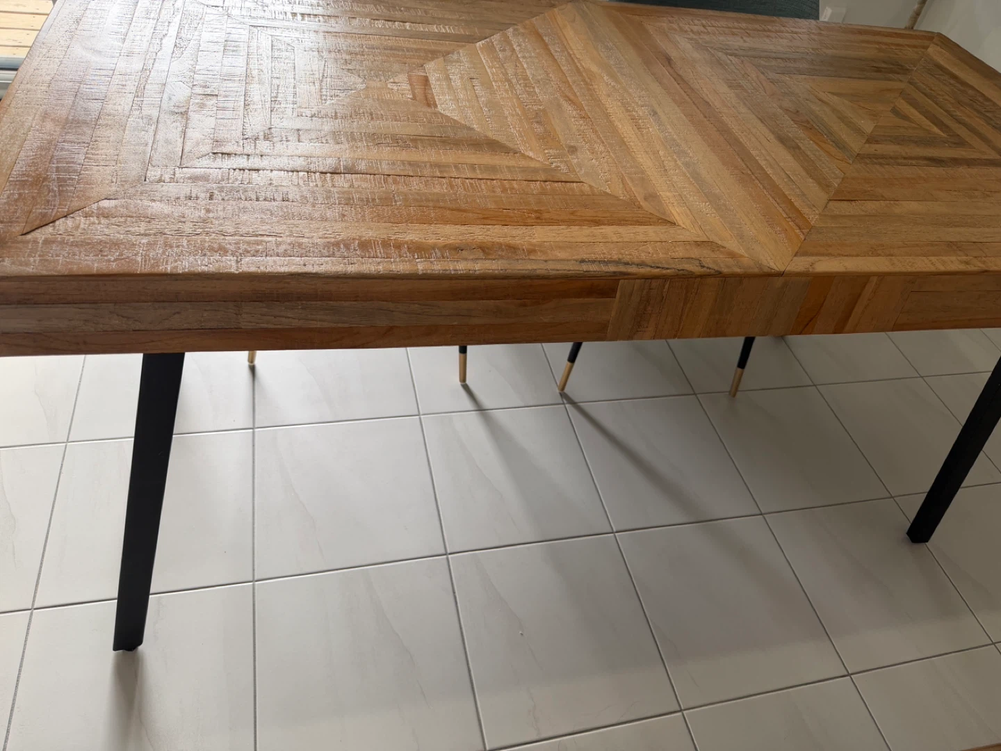 Wooden Dining Table with Geometric Pattern - photo 2