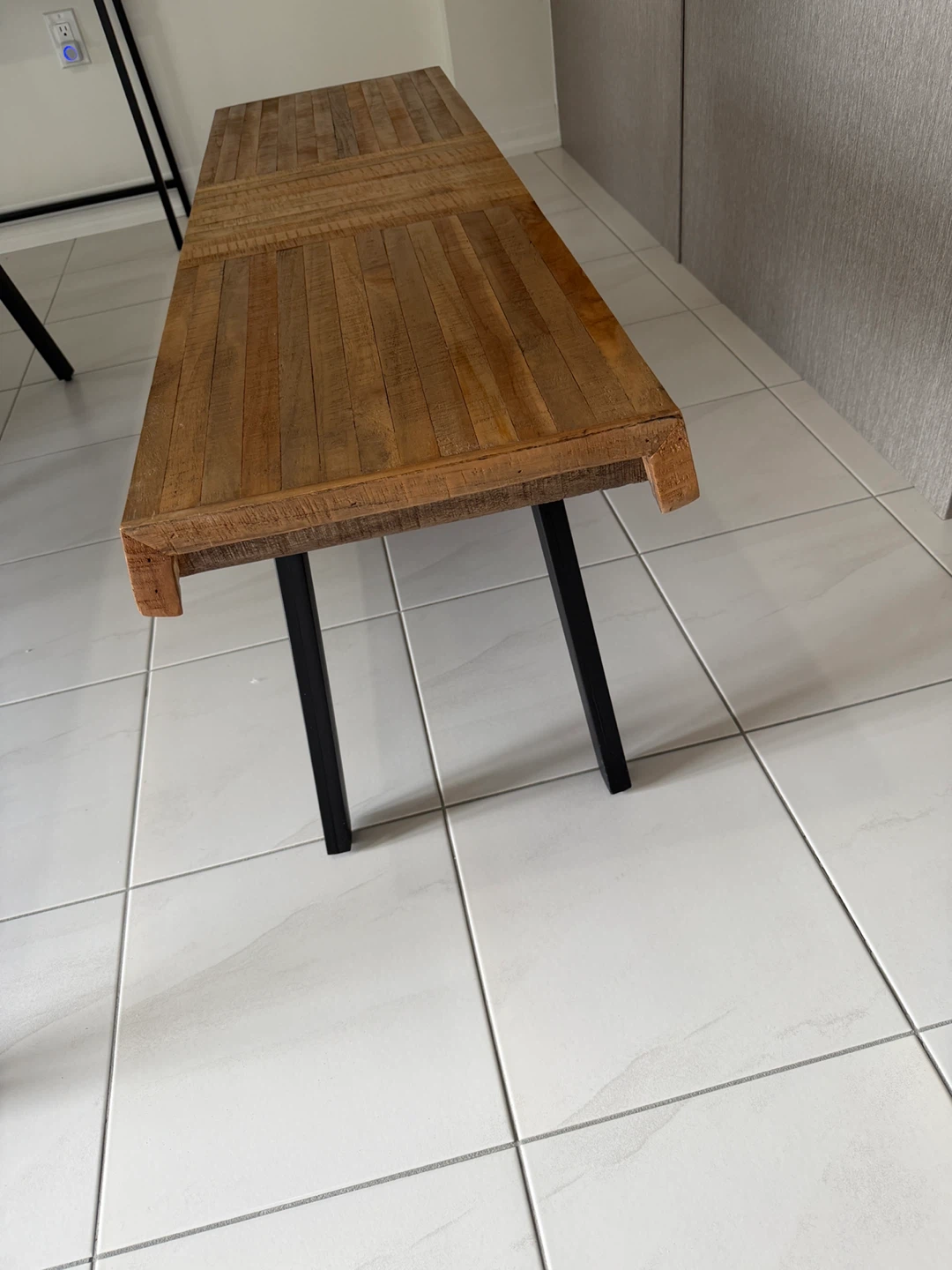 Rustic Wood Bench with Metal Legs - photo 3