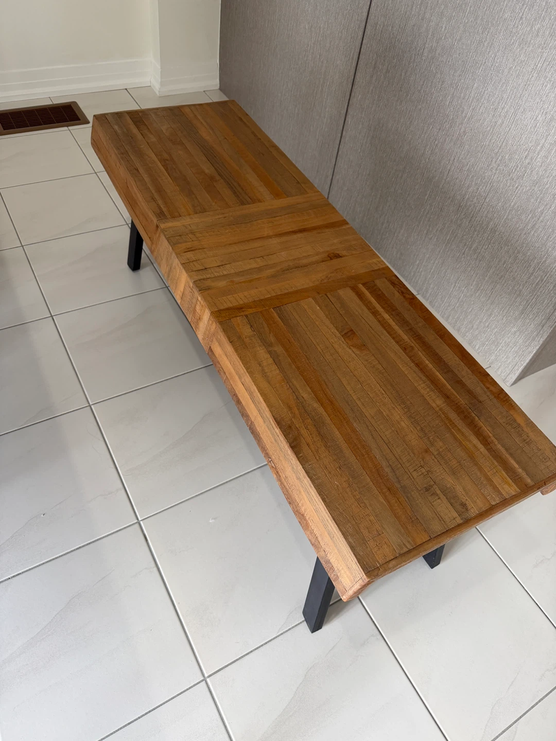 Rustic Wood Bench with Metal Legs - photo 2