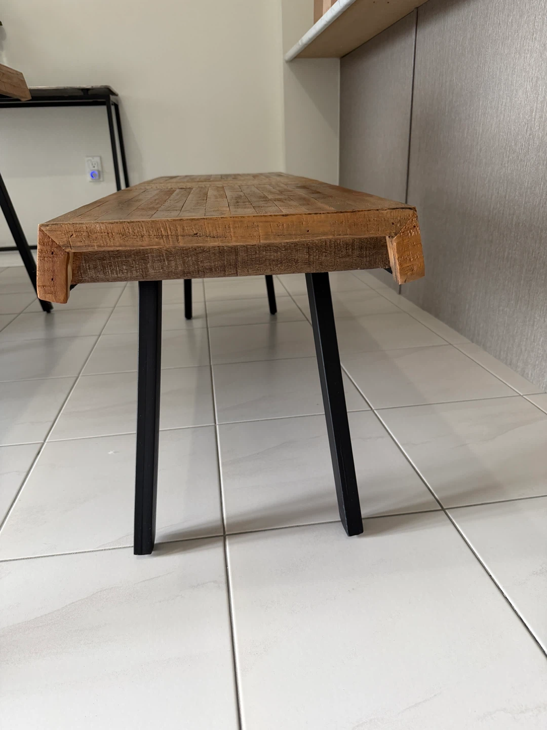 Rustic Wood Bench with Metal Legs - photo 4