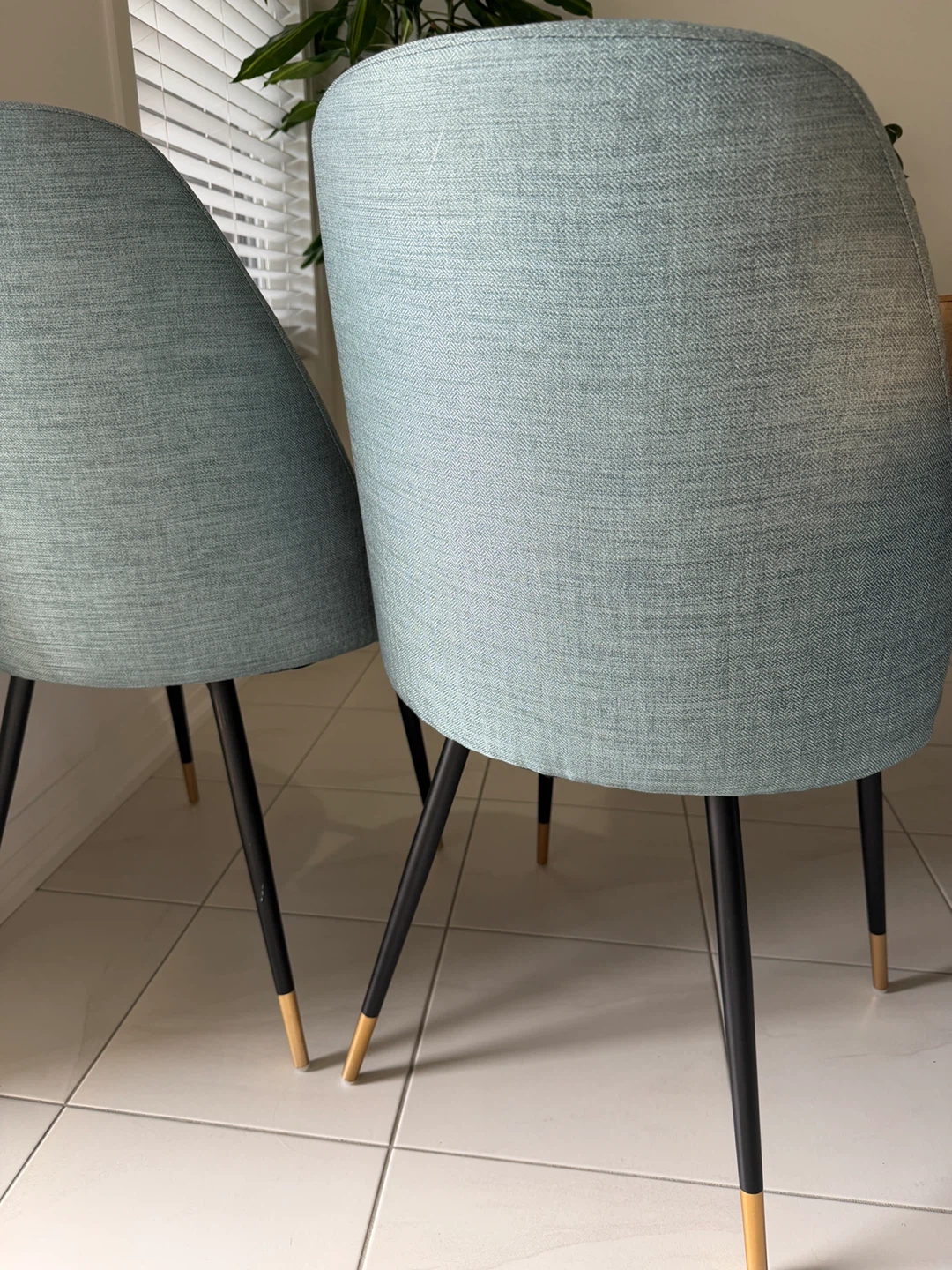 Set of 2 Teal Upholstered Dining Chairs with Black Legs - photo 3