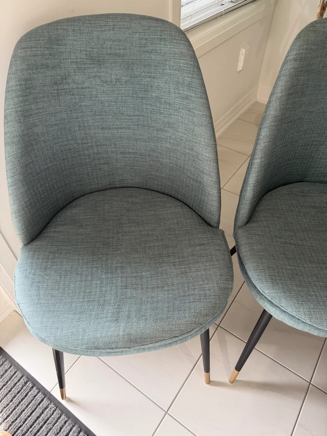 Set of 2 Teal Upholstered Dining Chairs with Black Legs - photo 4
