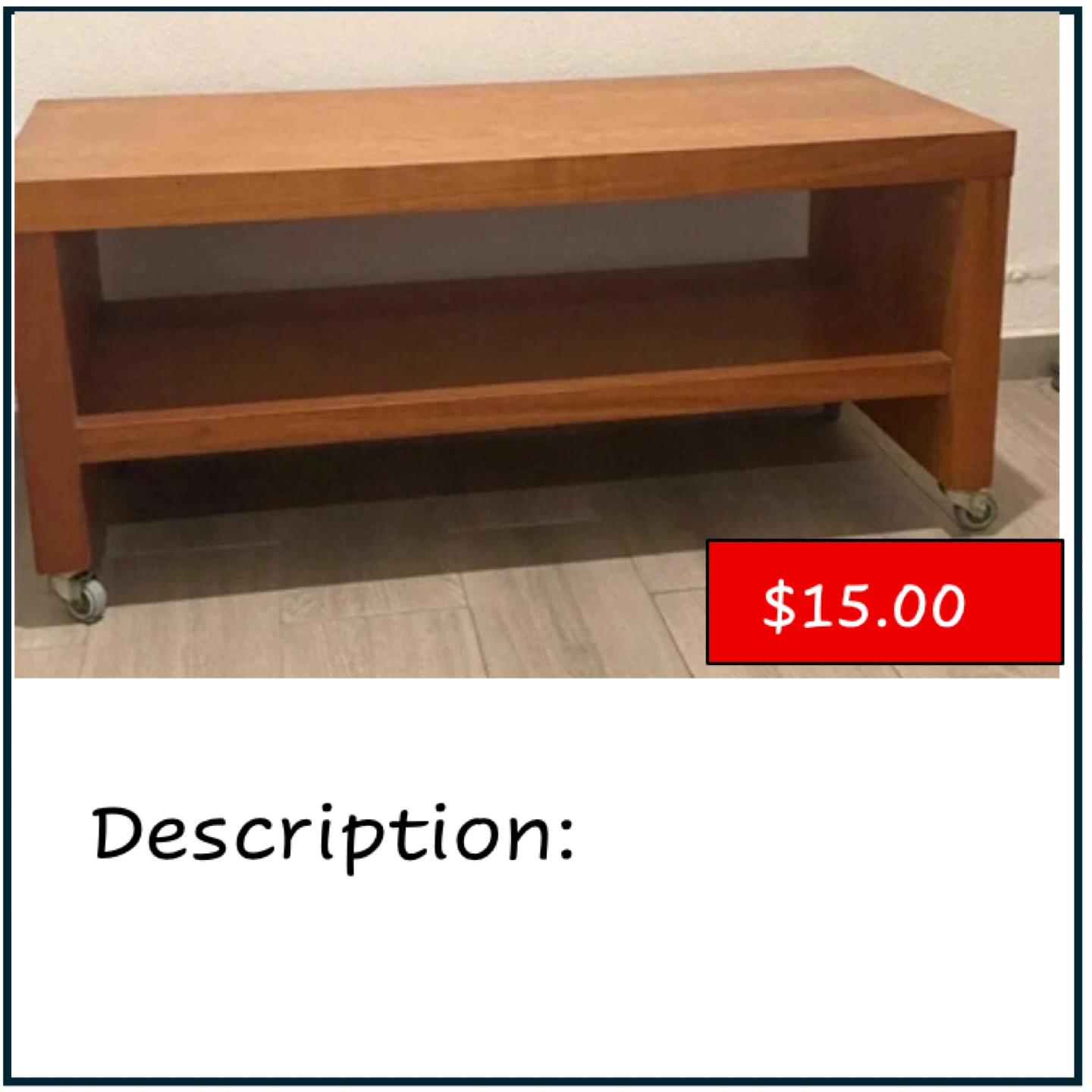 Wooden Coffee Table with Wheels
