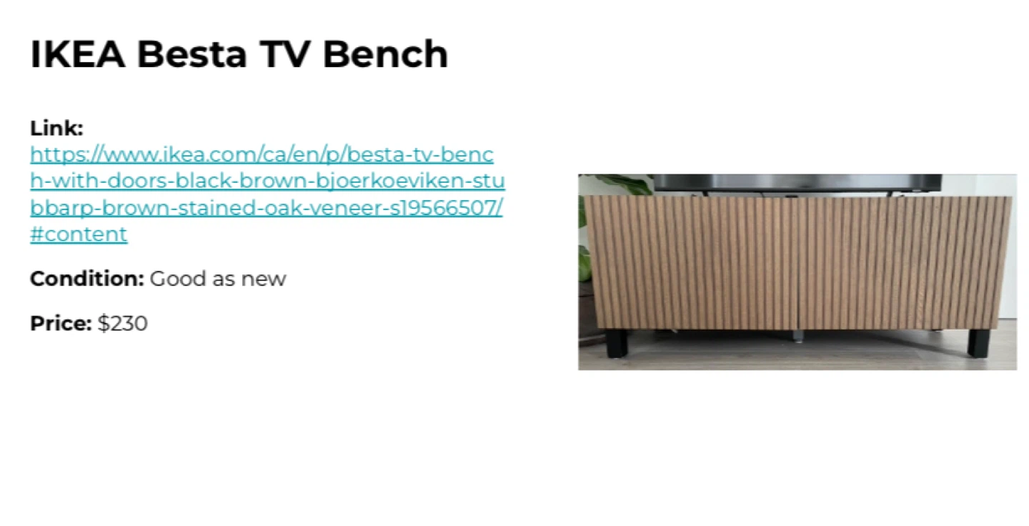 IKEA Besta TV Bench - Black-Brown Oak Veneer - photo 2