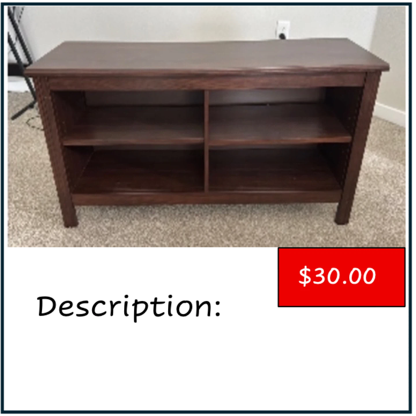 Dark Brown Wooden Media Console/Bookshelf