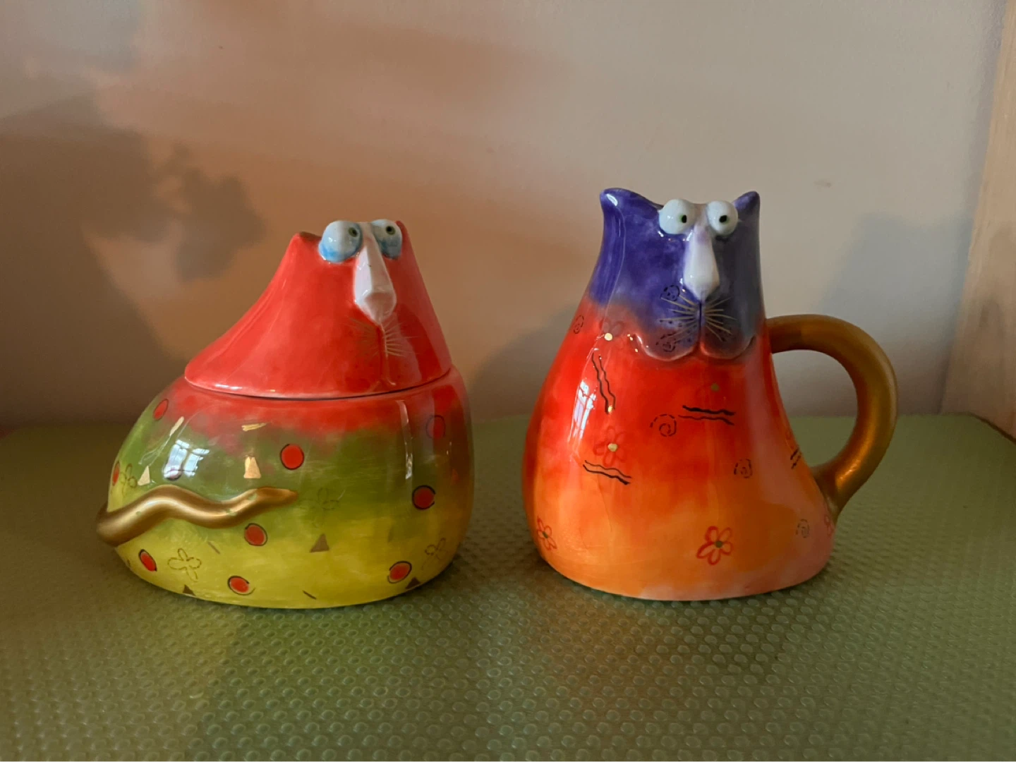 NEW Hand made ceramic set - sugar, creamer, plate - photo 2