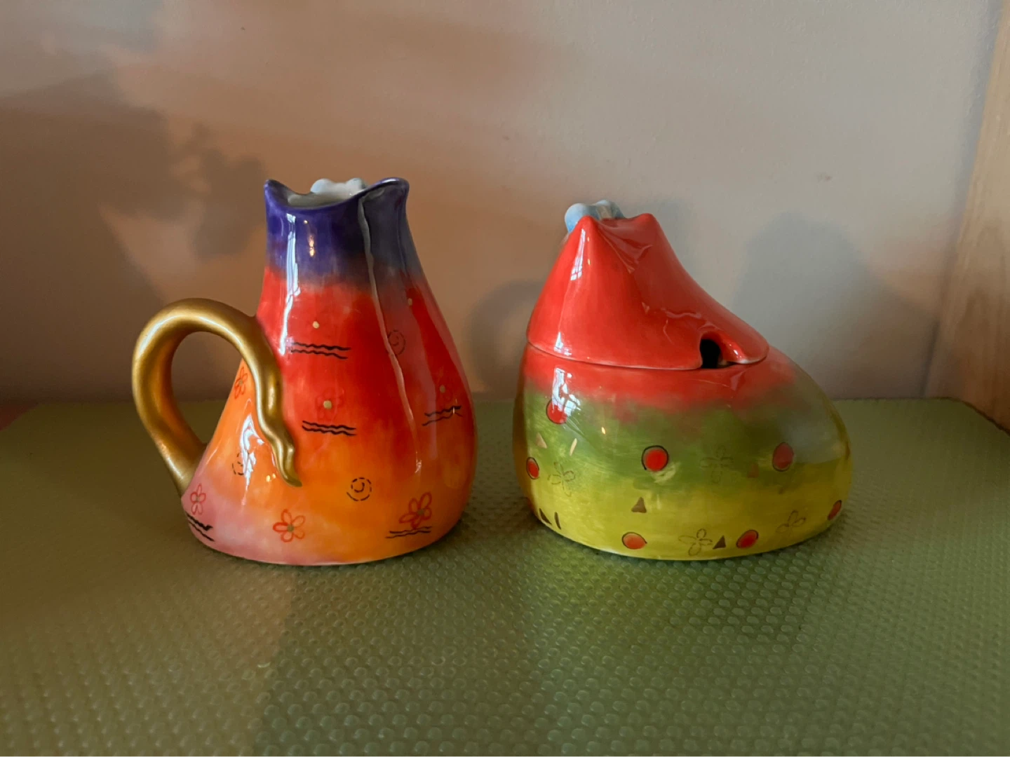 NEW Hand made ceramic set - sugar, creamer, plate - photo 3
