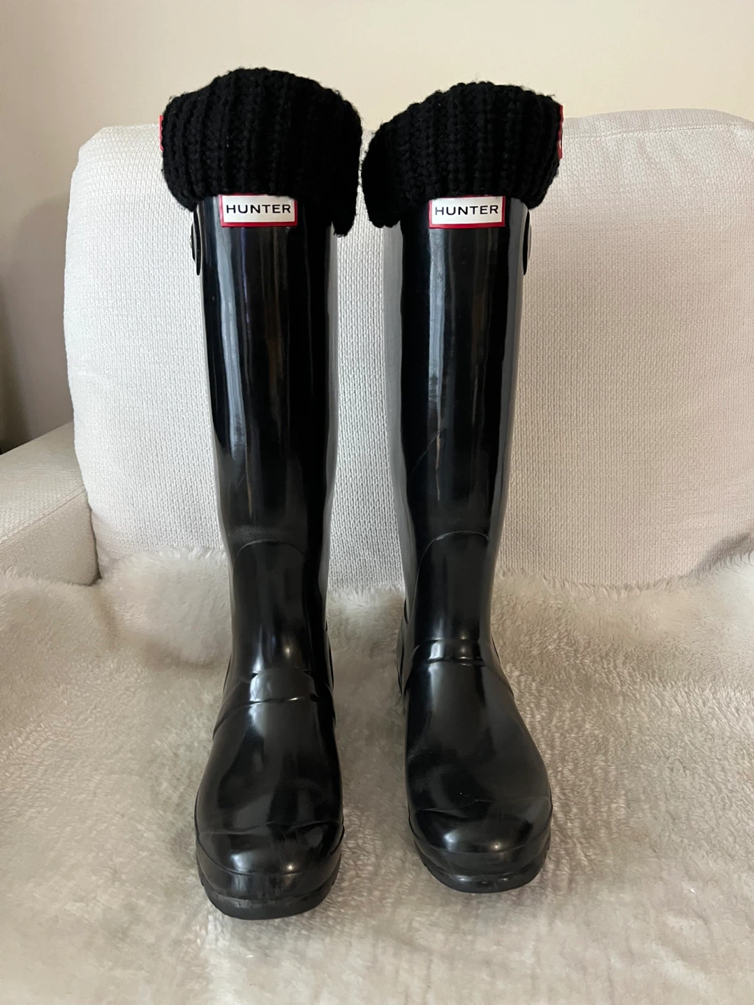 Hunter Original Gloss Tall Rain Boots with Black Knit Socks - photo 5