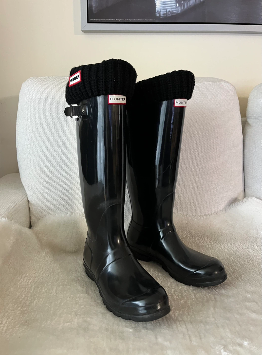 Hunter Original Gloss Tall Rain Boots with Black Knit Socks - photo 4