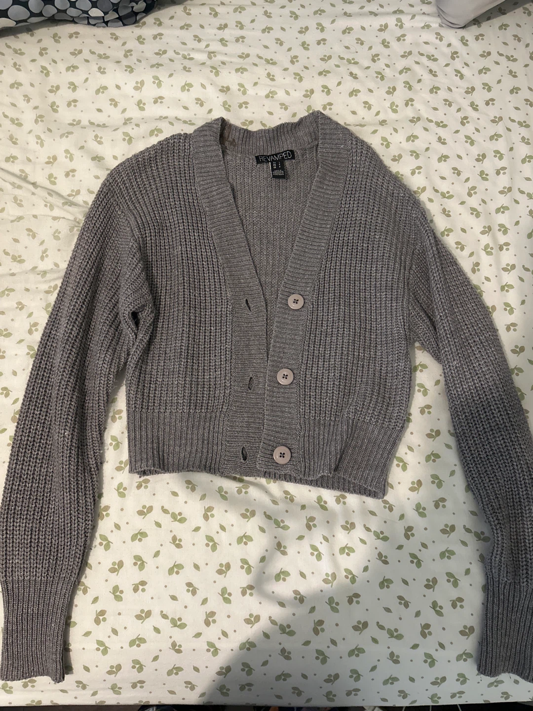 Revamped Grey Cropped Cardigan