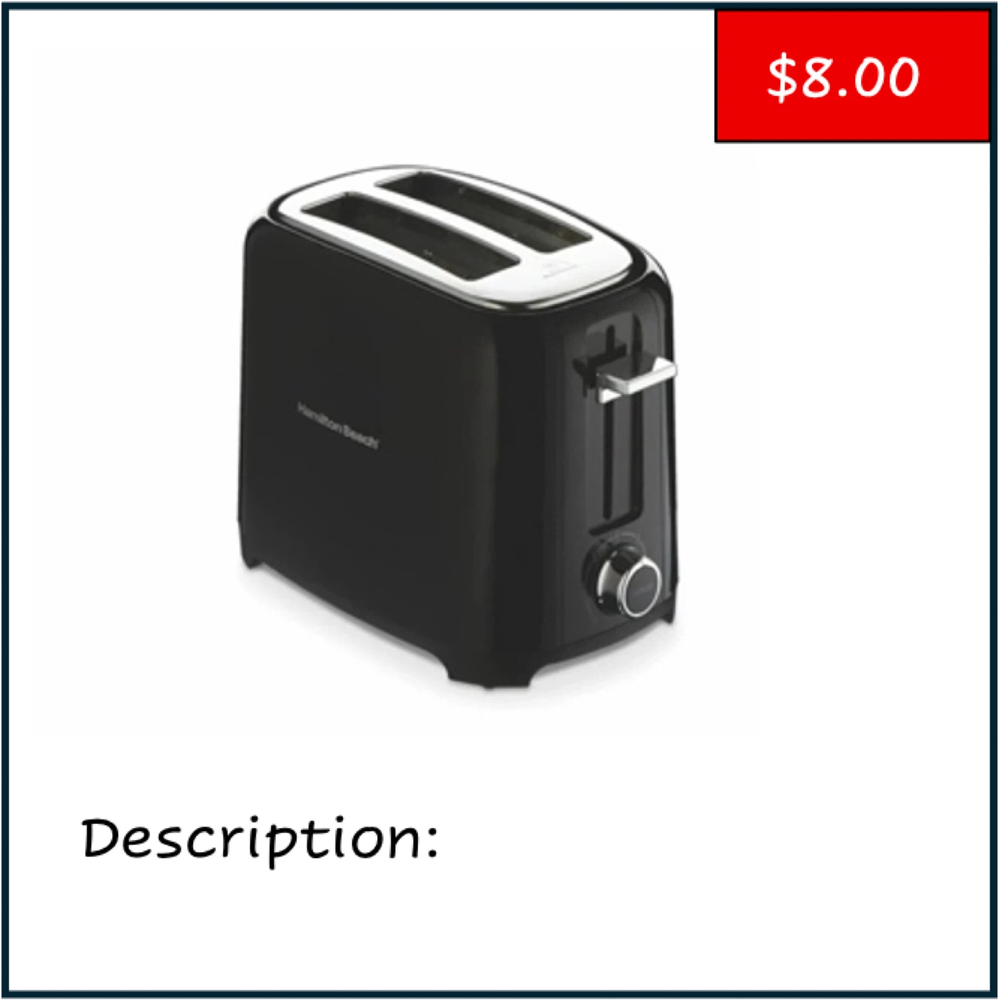 Hamilton Beach Black 2-Slice Toaster