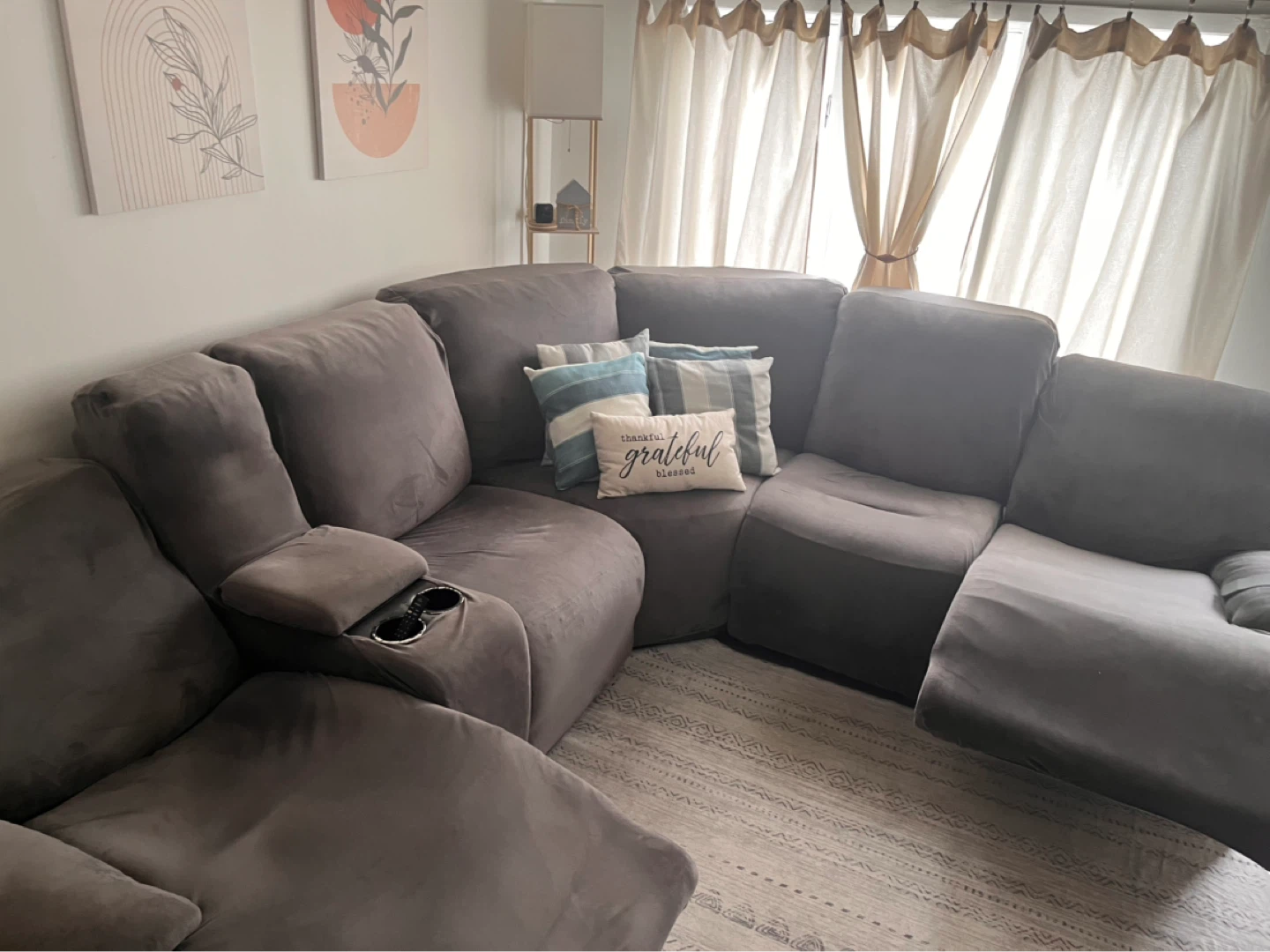 Gray Power Reclining 6 Piece Sectional w/ USB & USB-C Ports