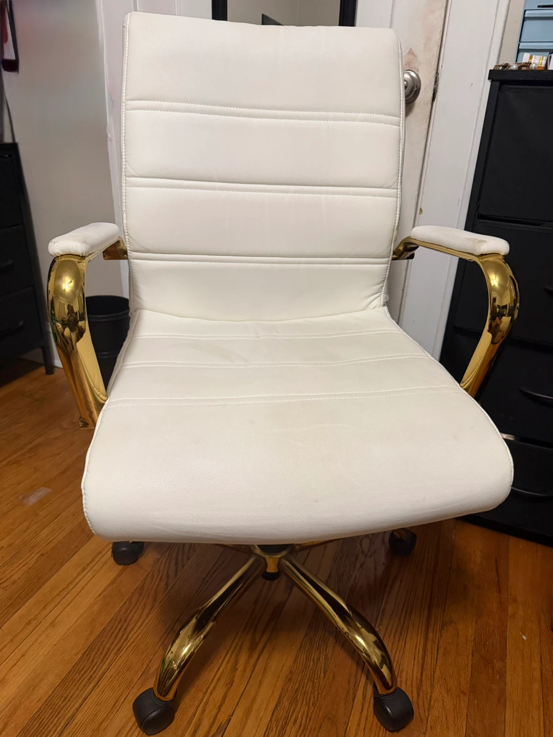 White Executive Office Chair with Gold Accents
