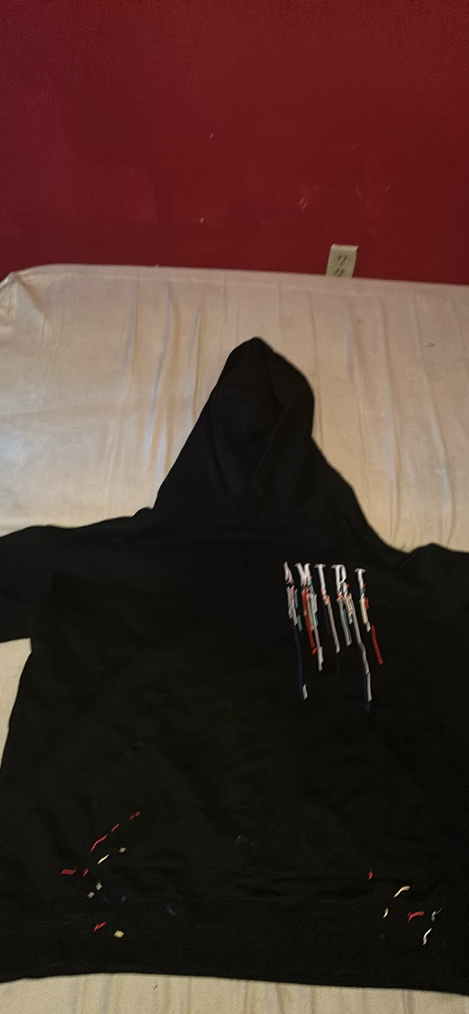 AMIRI Black Hoodie with Drip Detail