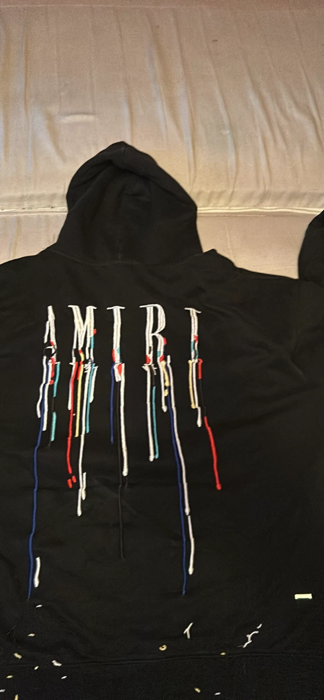AMIRI Black Hoodie with Drip Detail - photo 2