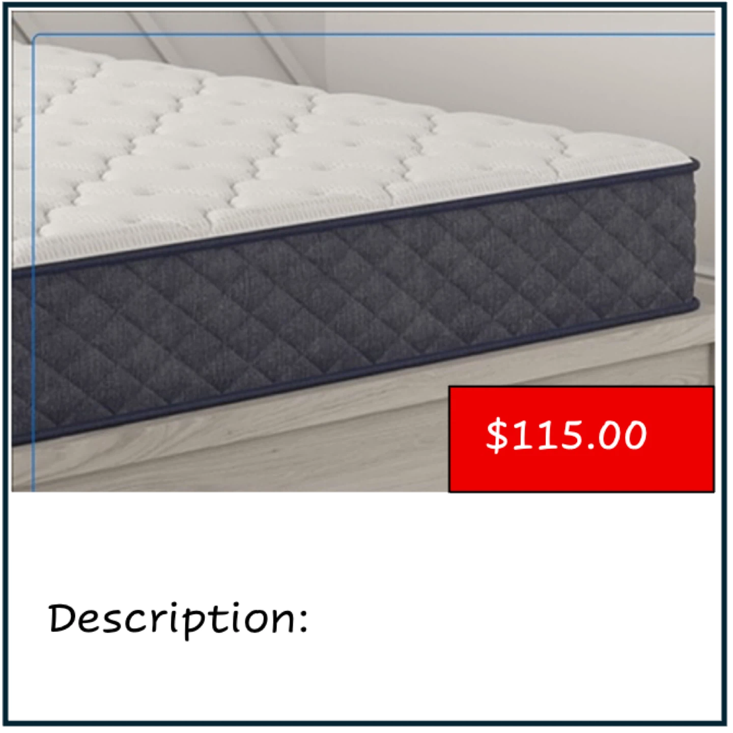 Queen Size Mattress with Blue Border