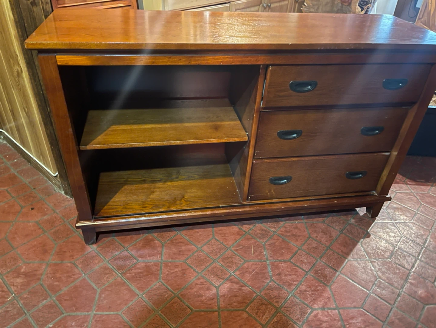 Wooden Sideboard with 3 Drawers and Shelves