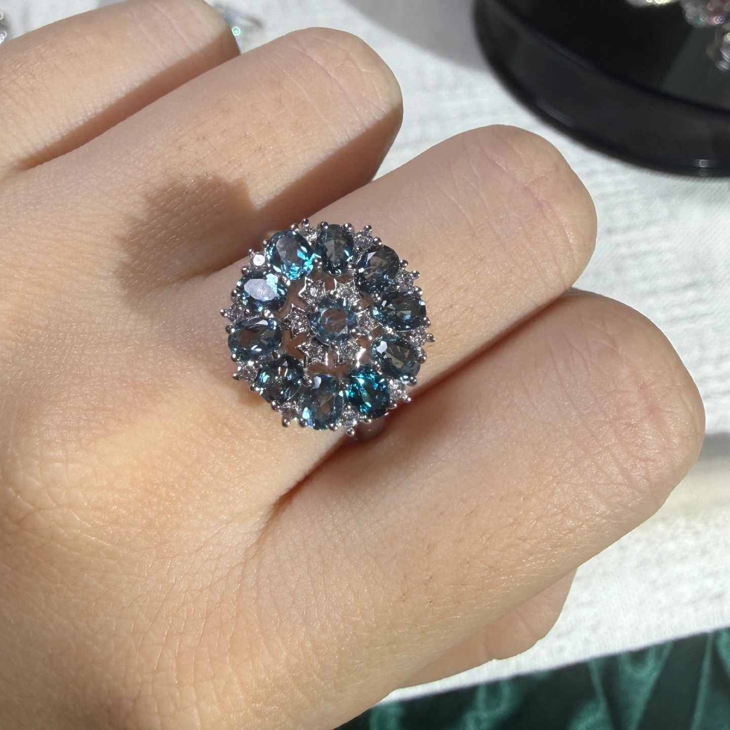 Blue Topaz Cluster Ring - photo 2